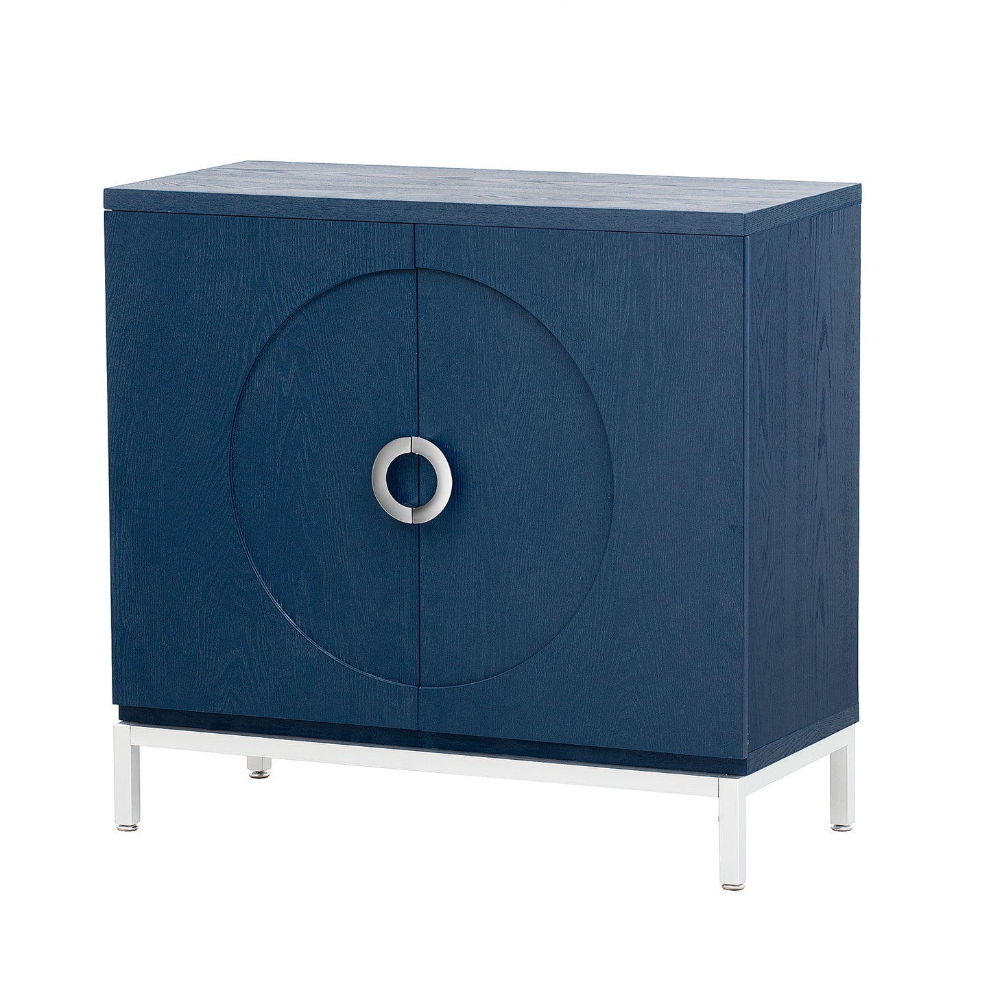 Accent Storage Cabinet with Solid Wood Veneer and Metal Leg (Navy)