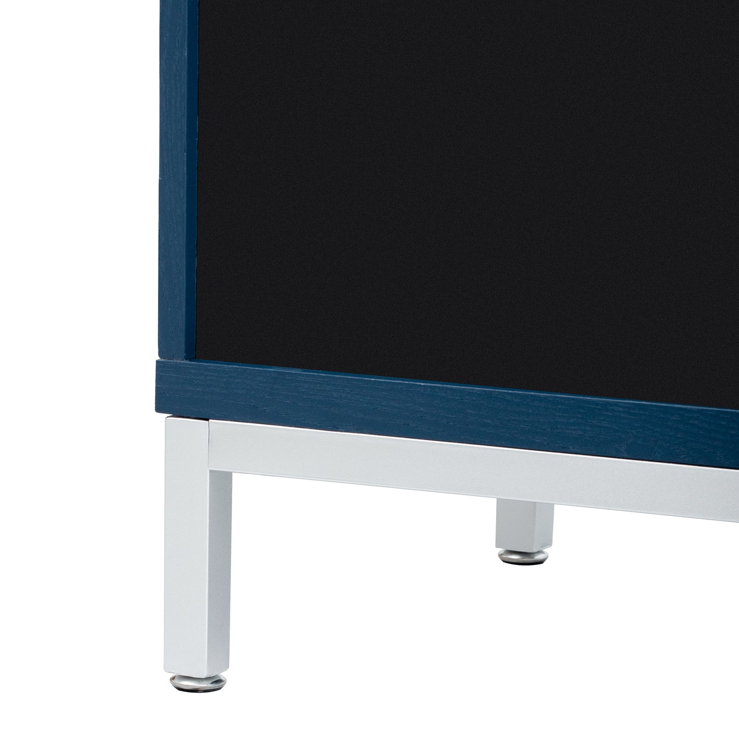 Accent Storage Cabinet with Solid Wood Veneer and Metal Leg (Navy)