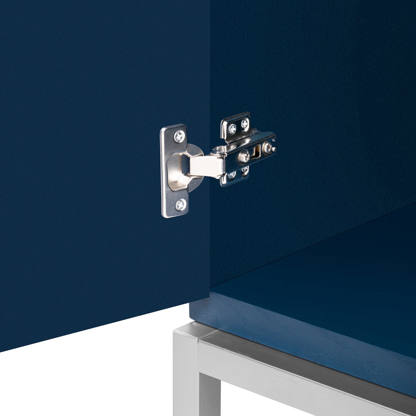 Accent Storage Cabinet with Solid Wood Veneer and Metal Leg (Navy)