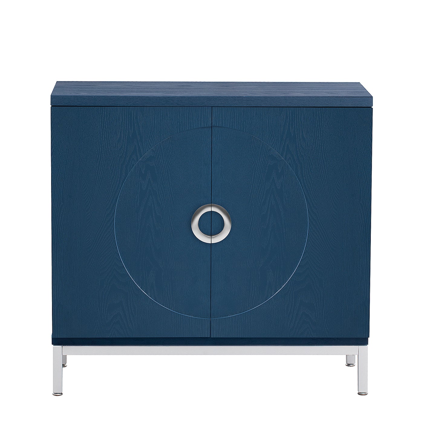 Accent Storage Cabinet with Solid Wood Veneer and Metal Leg (Navy)