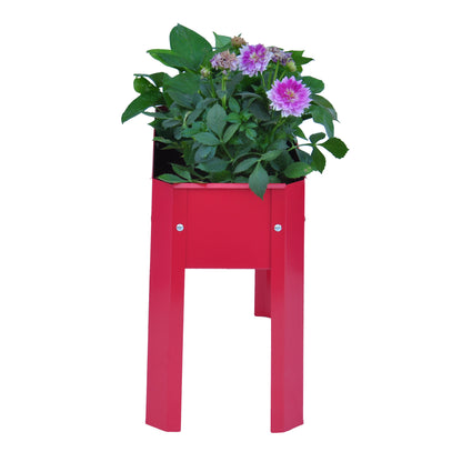 Mini Elevated garden bed, metal elevated outdoor flowerpot box, suitable for backyard and terrace, large flowerpot Red + Steel