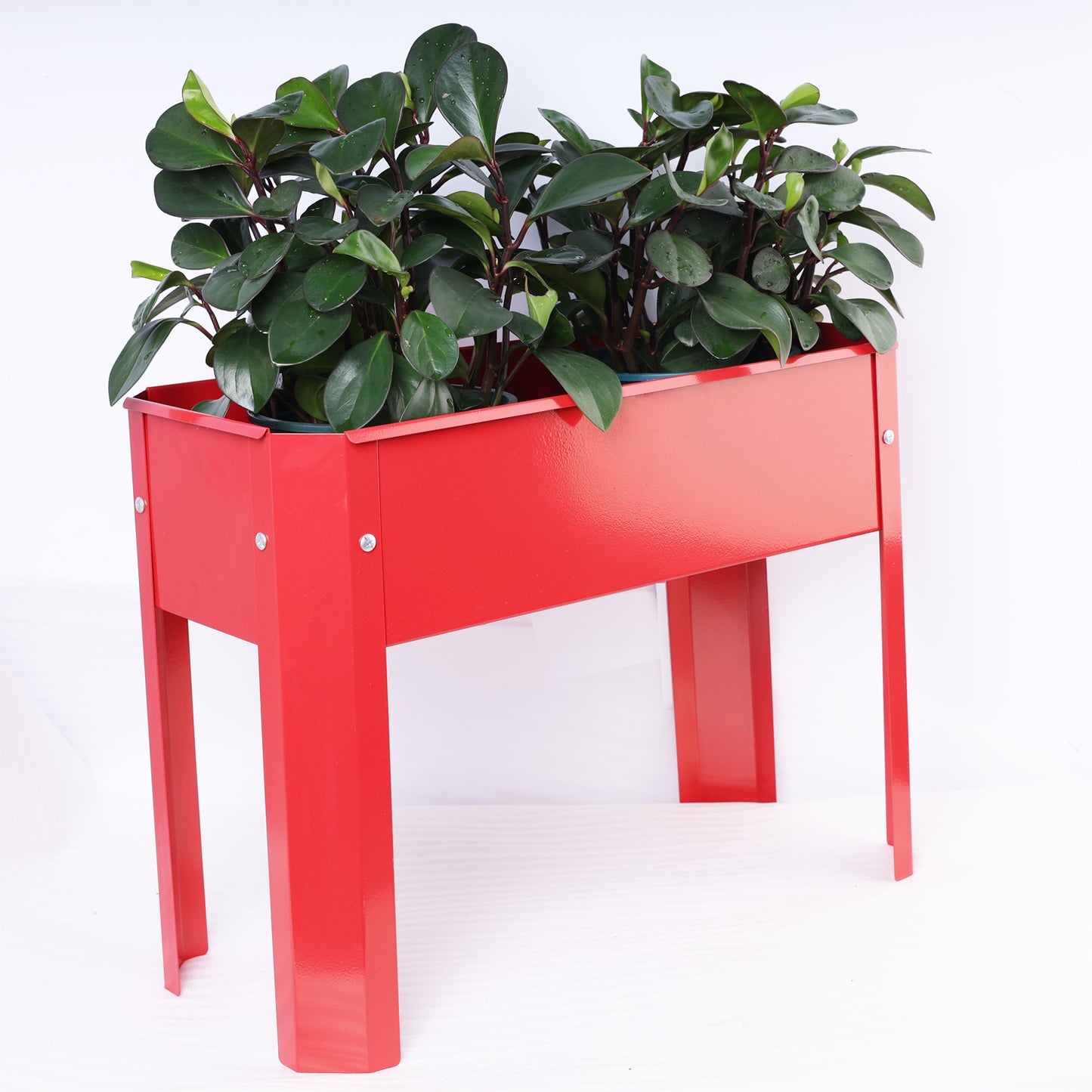 Mini Elevated garden bed, metal elevated outdoor flowerpot box, suitable for backyard and terrace, large flowerpot Red + Steel