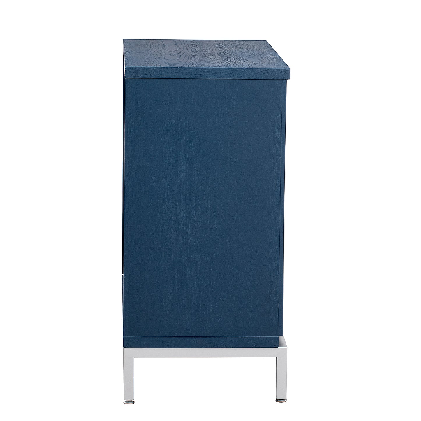 Simple Storage Cabinet Accent Cabinet with Solid Wood Veneer and Metal Leg Frame for Living Room, Entryway, Dining Room (Navy)