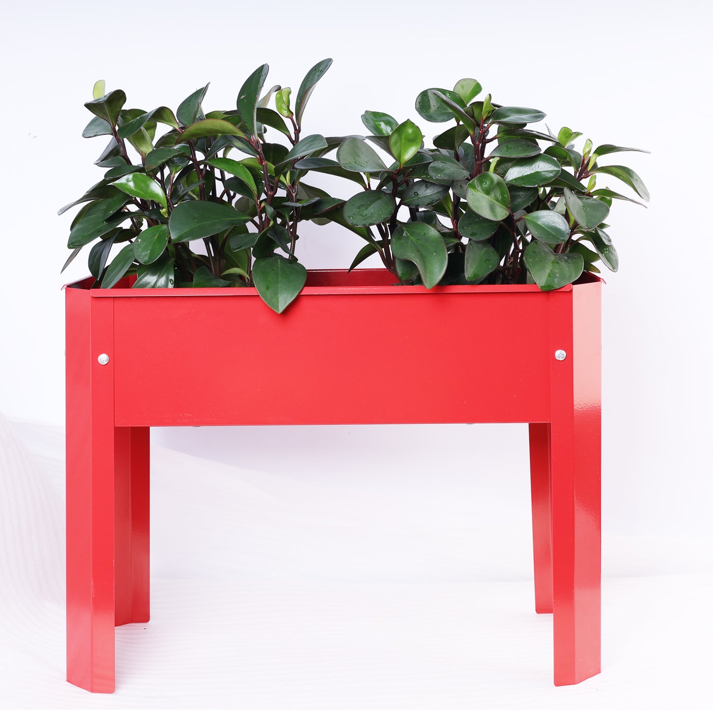 Mini Elevated garden bed, metal elevated outdoor flowerpot box, suitable for backyard and terrace, large flowerpot Red + Steel