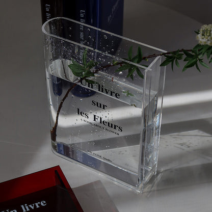 Books Acrylic Vase Flower Transparent Flowers Vase INS Home Decoration  Hydroponic Desktop Ornament