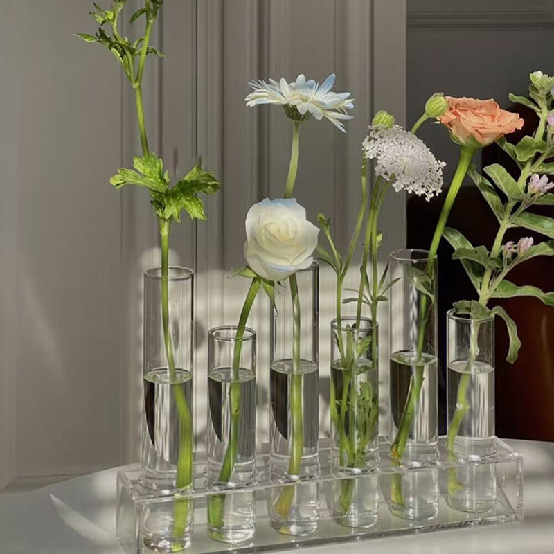 Bracket Acrylic Glass Test Tube Vase ins Floral Aquaculture Flower Set Flower Vase Decoration Ornaments