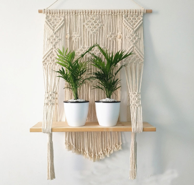 Macrame Plant Hanger with Shelf Rope Planter Pot  Basket Hanger Holder Wall Hangings Decor