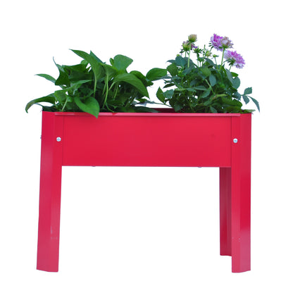 Mini Elevated garden bed, metal elevated outdoor flowerpot box, suitable for backyard and terrace, large flowerpot Red + Steel