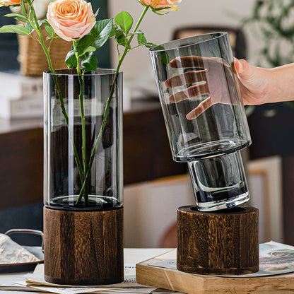 Wooden Glass Vase Household Decoration