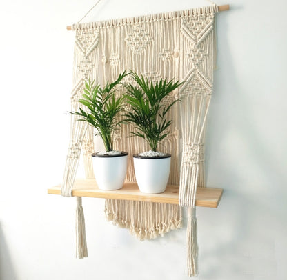 Macrame Plant Hanger with Shelf Rope Planter Pot  Basket Hanger Holder Wall Hangings Decor