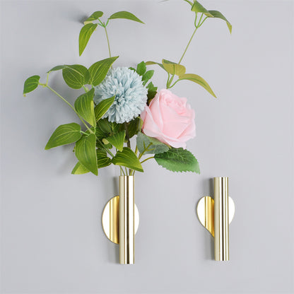 Creative Wall Flower Device Nordic Style Wall Flower Arrangement Vase Golden Punch-Free Living Room Wall Decoration Pendant