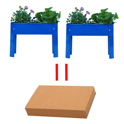 Elevated garden bed metal elevated outdoor flowerpot box suitable for backyard and terrace large flowerpot flower(Blue*2）