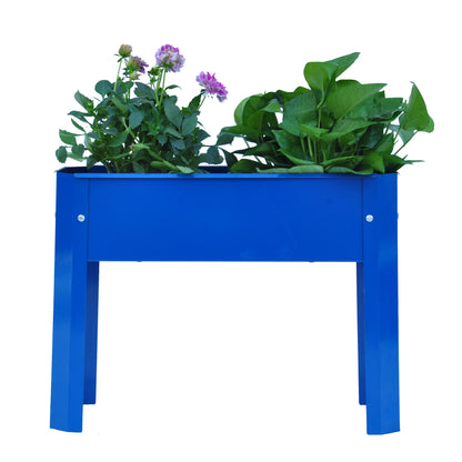 Elevated garden bed metal elevated outdoor flowerpot box suitable for backyard and terrace large flowerpot flower(Blue*2）