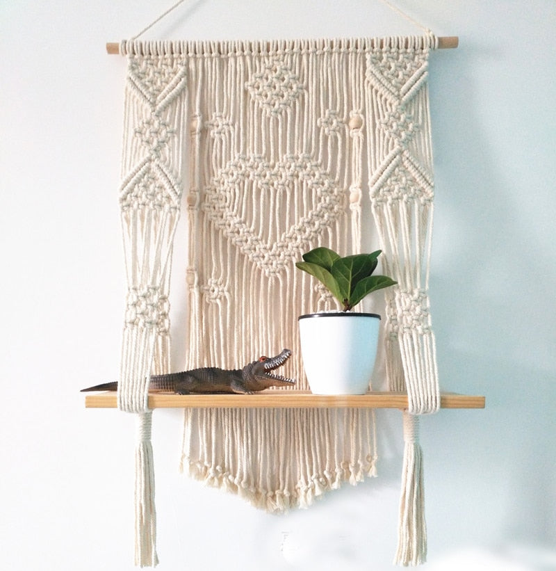 Macrame Plant Hanger with Shelf Rope Planter Pot  Basket Hanger Holder Wall Hangings Decor