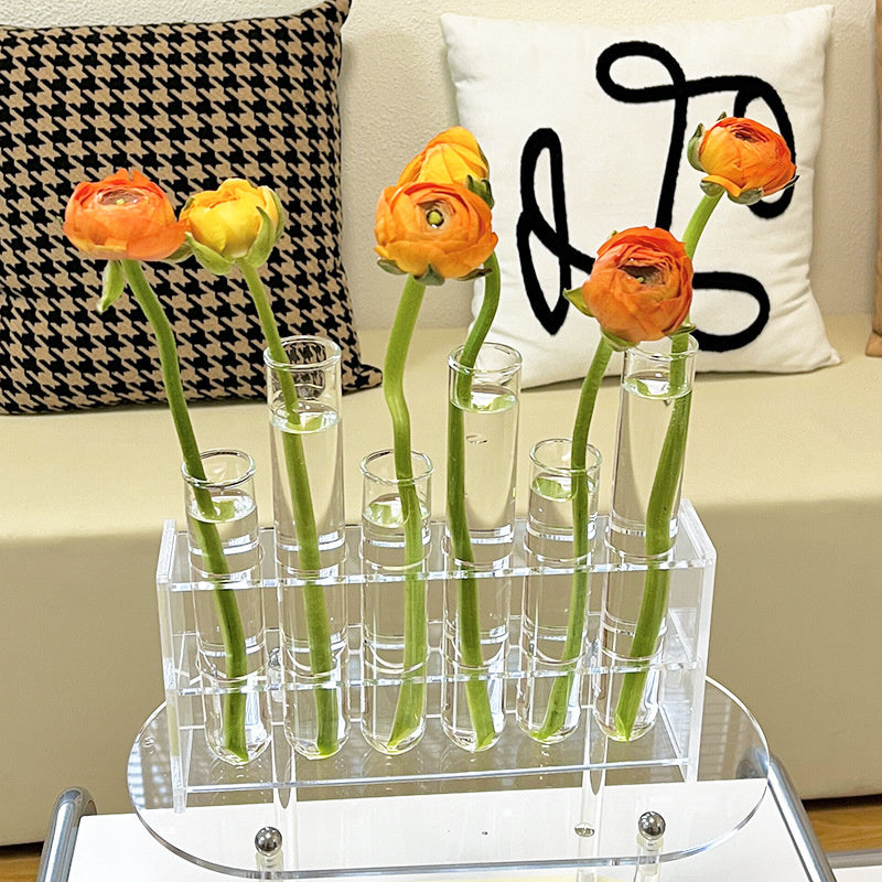 Bracket Acrylic Glass Test Tube Vase ins Floral Aquaculture Flower Set Flower Vase Decoration Ornaments