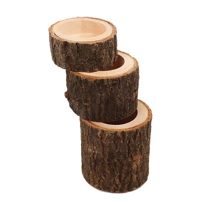 Mini Wooden Candle Holders Decoration Flower Pot for Home Bar Garden Pillar Design Tealight Candlestick Holder 3 Size Option