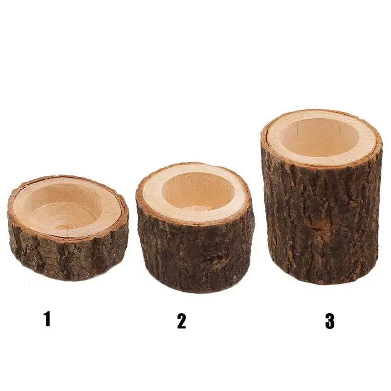 Mini Wooden Candle Holders Decoration Flower Pot for Home Bar Garden Pillar Design Tealight Candlestick Holder 3 Size Option